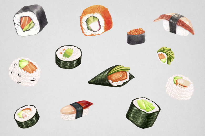 diferentes tipos de sushi